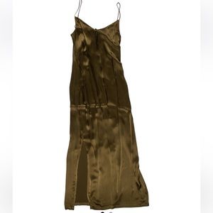 Ganni green slip dress